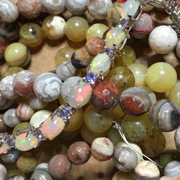 Opal and Tanzanite sz 7 1/4 - Picture 2 of 8